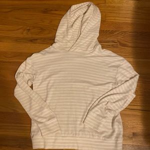 Striped, long sleeve shirt with a hood